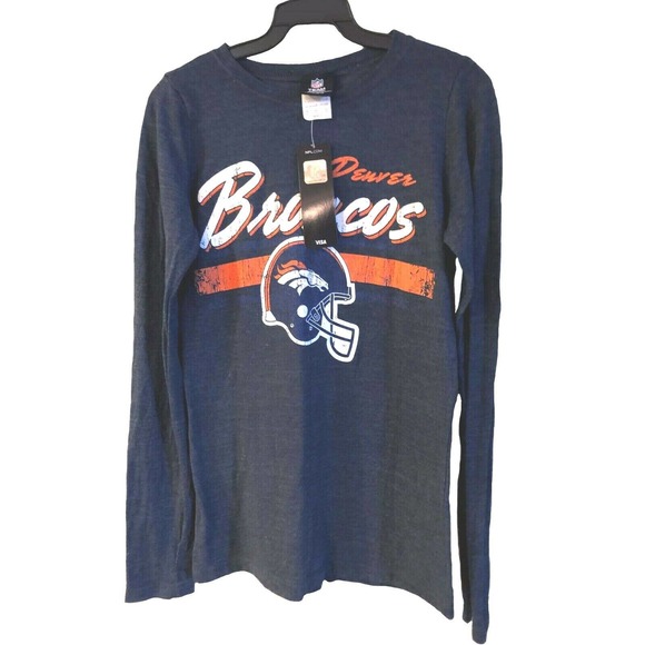 NFL Team Denver Broncos Size M Blue Long Sleeve T-Shirt - Picture 4 of 7